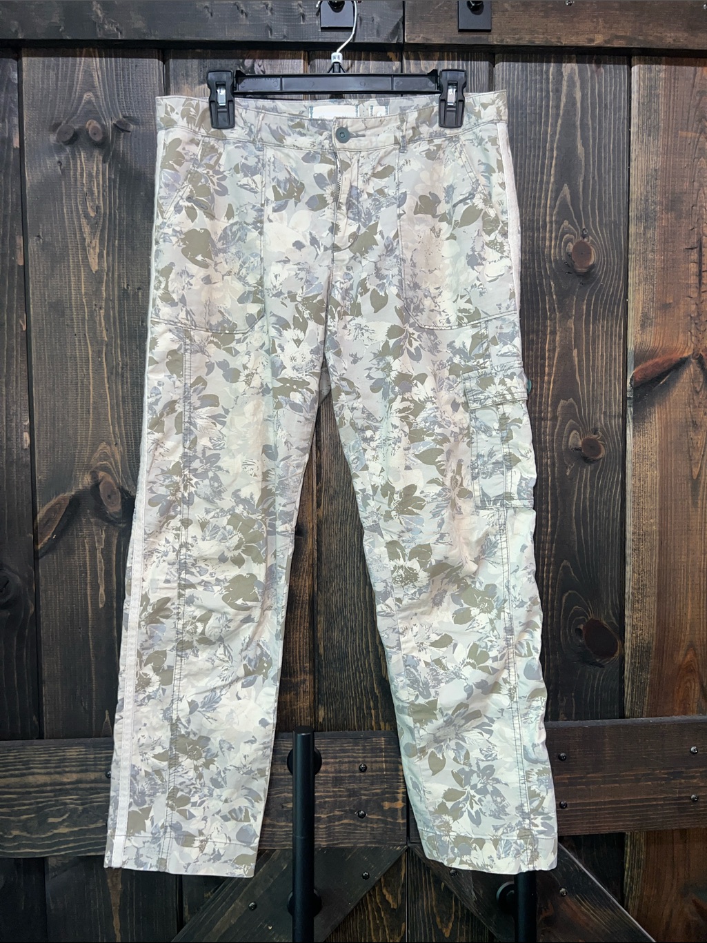 Anthropologie Hei Hei Floral Cargo Pants 8 Khaki Tuxedo Stripe Ankle Crop Casual